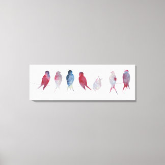 Oiseaux sur toile enveloppée de fil