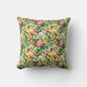 Oiseaux tropicaux et papillons Coussin de décorati
