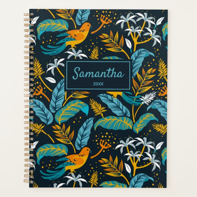 Oiseaux tropicaux & Nature Motif, Jaune & Bleu (Devant)