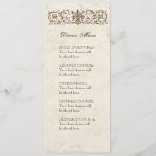 Oiseaux Vintage, Bleu E - Menu ou Faire-Part de Ma