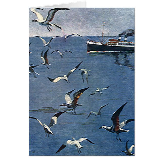 Oiseaux vintages Animaux, mouettes et bateaux de p (Devant)
