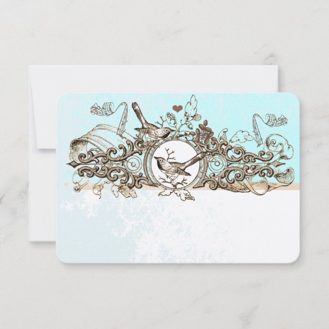 Oiseaux vintages Bronze Scroll Wedding RSVP (Devant)