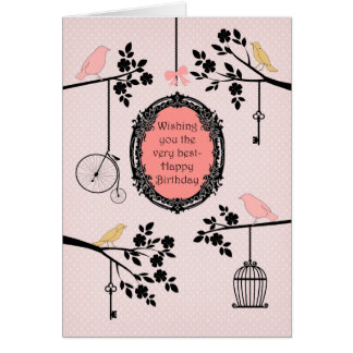 Oiseaux vintages et branches