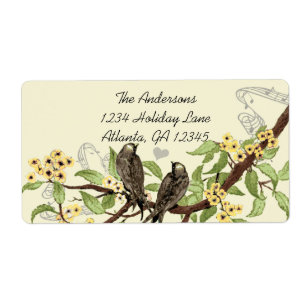 Oiseaux vintages Fleur jaune Étiquettes