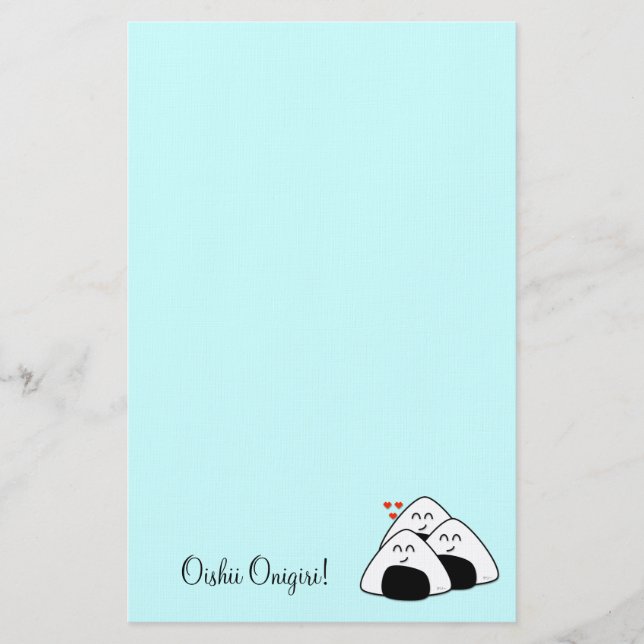 Oishii Onigiri stationär (hellblau) Briefpapier (Vorderseite)