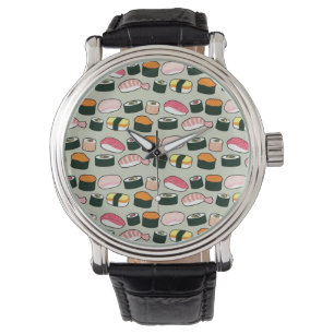 Oishii Sushi Fun Illustrations Pattern (grau) Armbanduhr