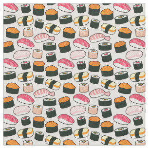 Oishii Sushi-Spaß-Illustrations-Muster (grau) Stoff