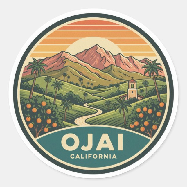 Ojai California Runder Aufkleber (Vorderseite)