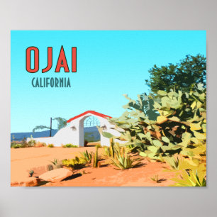 Ojai California Succulent Cactus Vintage Poster