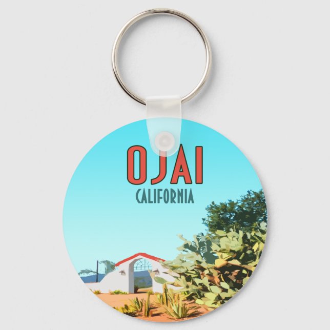 Ojai California Sukkulente Kaktus Vintag Schlüsselanhänger (Vorderseite)
