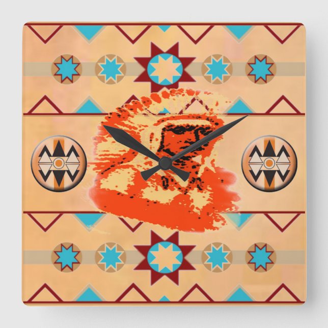 Ojibwa Wall Clock Quadratische Wanduhr (Vorderseite)