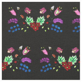 Ojibwe Black Floral Pattern Stoff