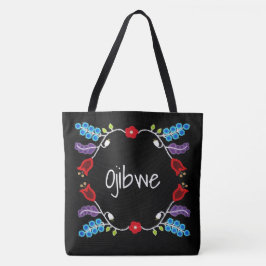 Ojibwe Floral Motif Black Tasche