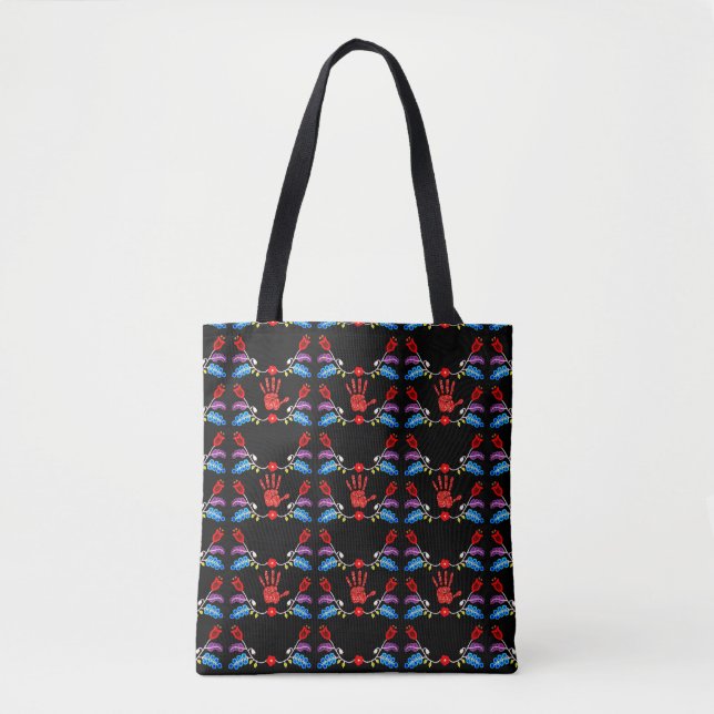 Ojibwe Floral Motif MMIW Black Tasche (Vorderseite)