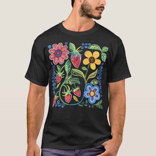 Ojibwe Floral Pattern Native Blume T-Shirt (Vorderseite)