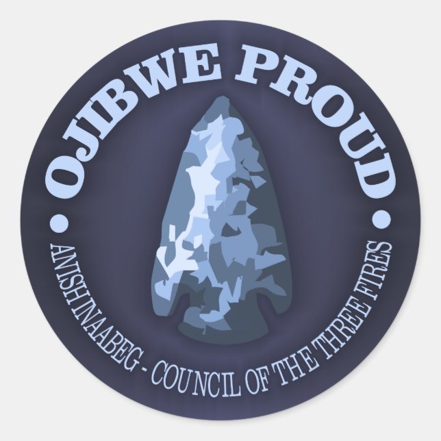 Ojibwe Proud (Pfeilspitze) Runder Aufkleber (Vorderseite)