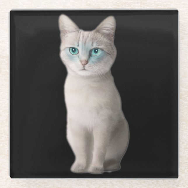 Ojos Azules Cat Glasuntersetzer (Vorderseite)