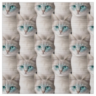 Ojos Azules Cat Pattern Stoff