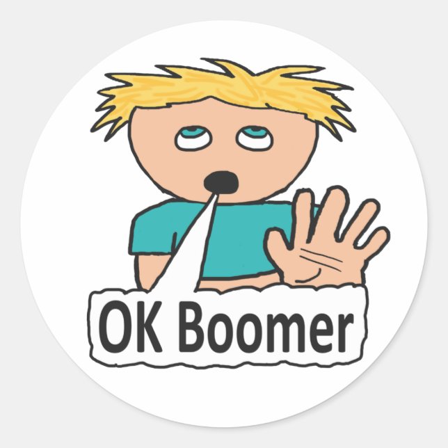 OK Boomer Runder Aufkleber (Vorderseite)