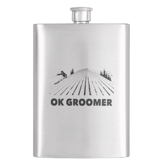Ok Groomer Skiing Flachmann (Vorderseite)