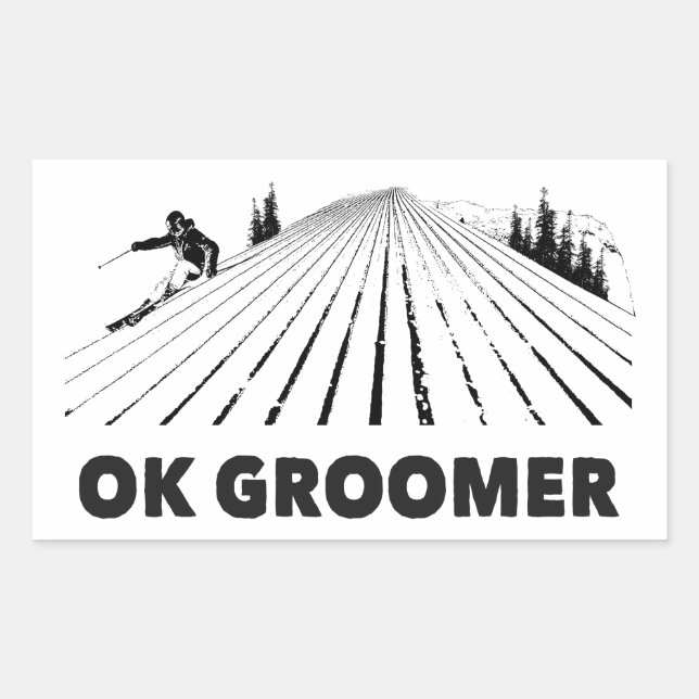 Ok Groomer Skiing Rechteckiger Aufkleber (Vorderseite)