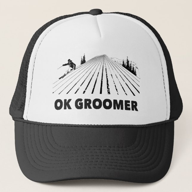 Ok Groomer Skiing Truckerkappe (Vorderseite)