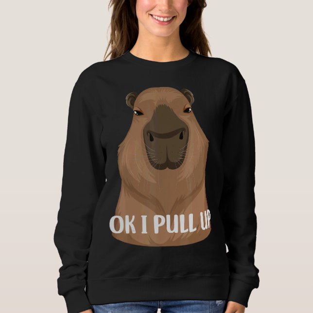 Ok I pull up Capybara Haustier Meme Nutria Brown f Sweatshirt (Vorderseite)