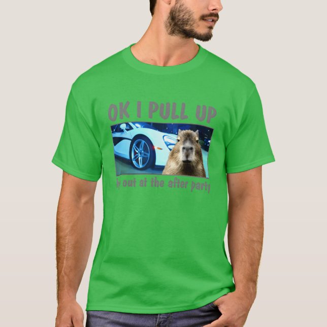 Ok I Pull Up Capybara Meme After Party Rap Song ar T-Shirt (Vorderseite)