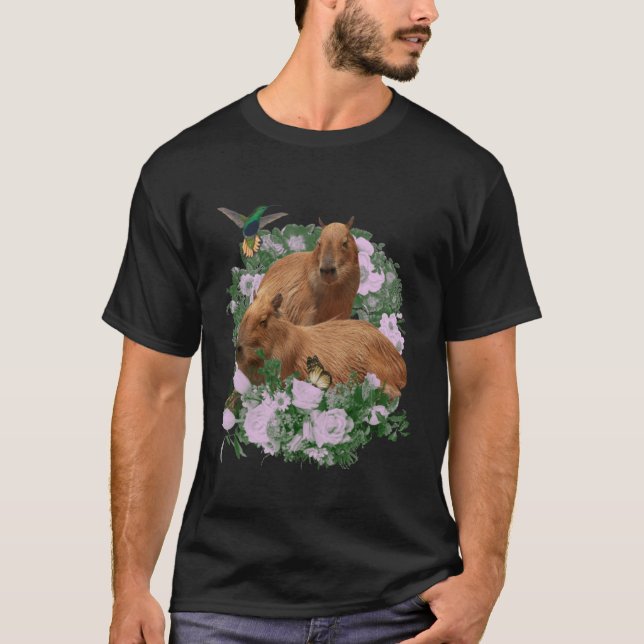 OK I PULL UP  Capybara Realistic Photo Hummingbird T-Shirt (Vorderseite)
