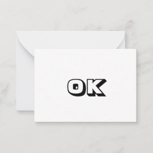 OK, OK, carte blanche noire moderne en gras