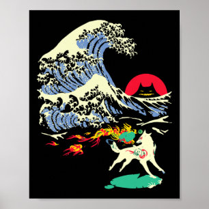 Okami Amaterasu Sun God Wolf The Great Wave Video Poster