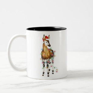 Okapi beleuchtet Weihnachtsmannmütze frohe Weihna Zweifarbige Tasse