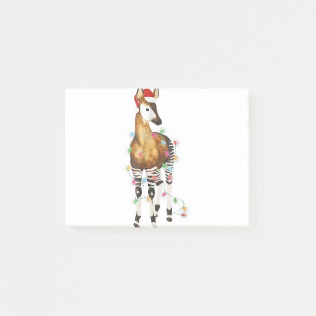 Okapi beleuchtet Weihnachtsmannmütze frohe Weihnac Post-it Klebezettel (Vorderseite)