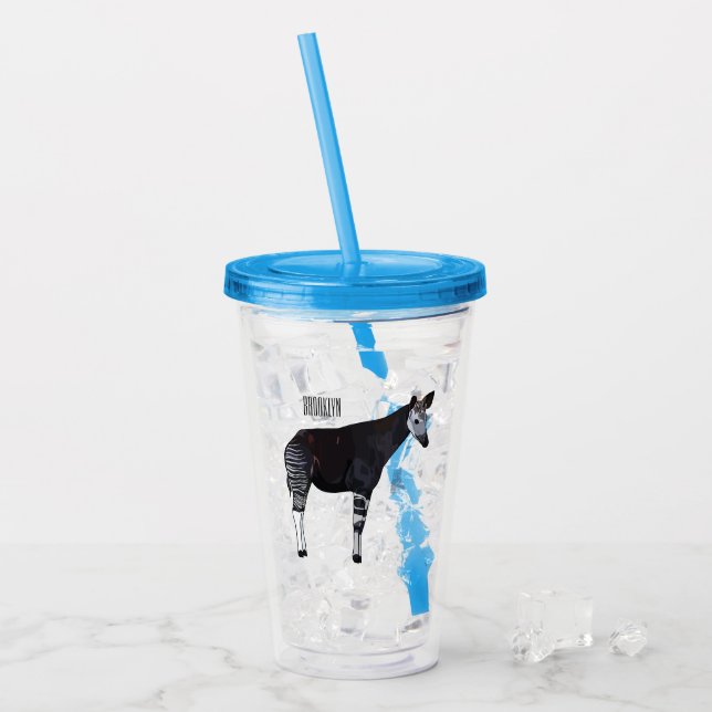 Okapi cartoon Illustration Acryltrinkbecher (Vorderseite Ice)