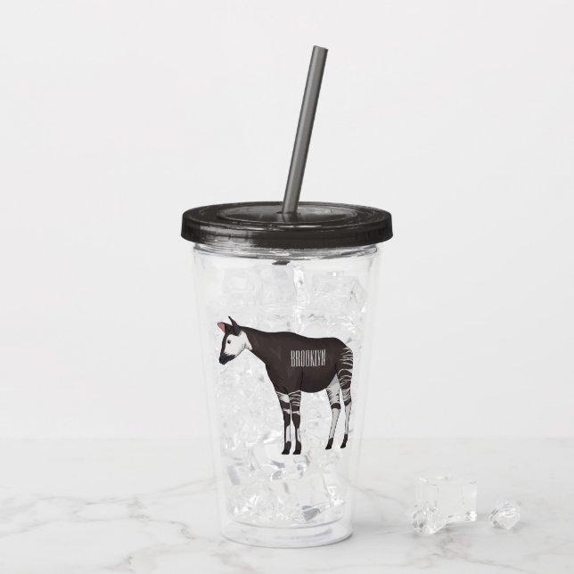 Okapi cartoon Illustration Acryltrinkbecher (Rückseite Ice)