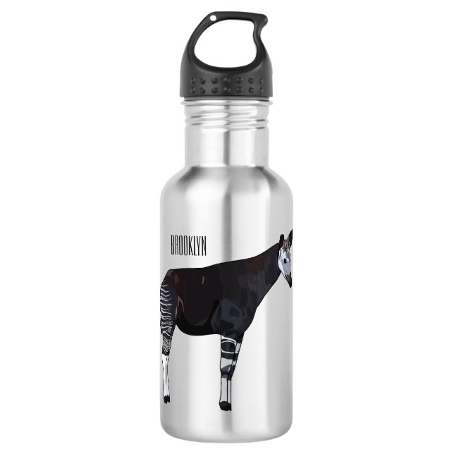 Okapi cartoon Illustration Edelstahlflasche (Vorderseite)