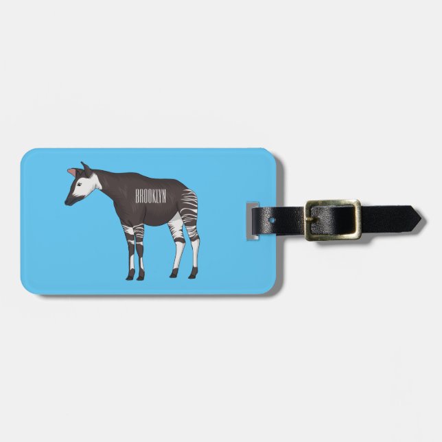 Okapi cartoon Illustration Gepäckanhänger (Vorderseite horizontal)