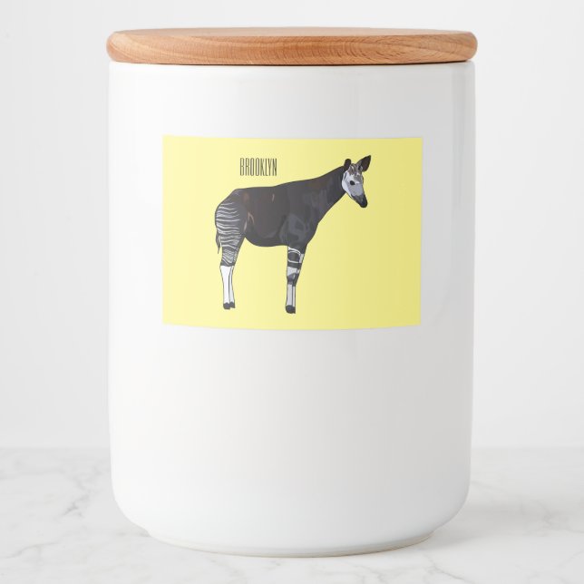 Okapi cartoon Illustration Lebensmitteletikett (Vorderseite)