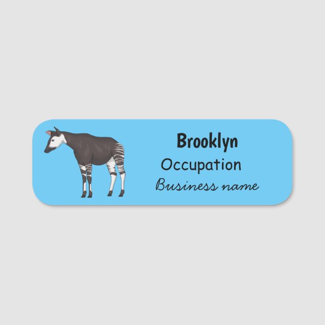 Okapi cartoon Illustration Namensschild (Vorderseite)