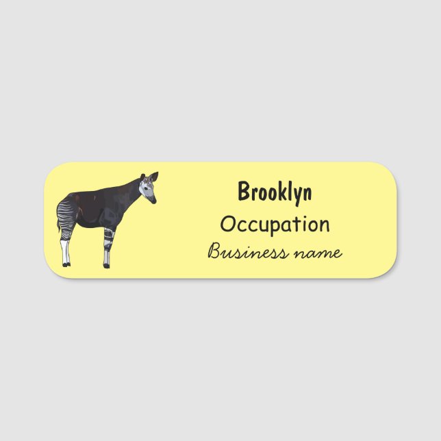 Okapi cartoon Illustration Namensschild (Vorderseite)
