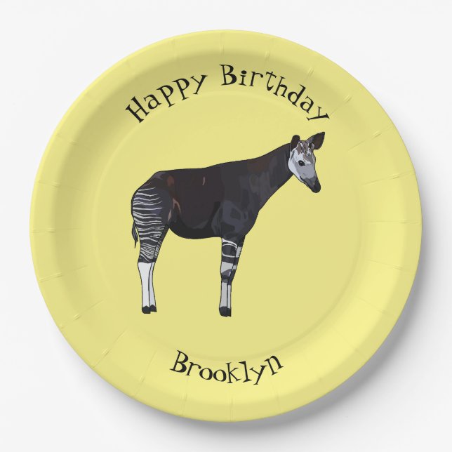 Okapi cartoon Illustration Pappteller (Vorderseite)