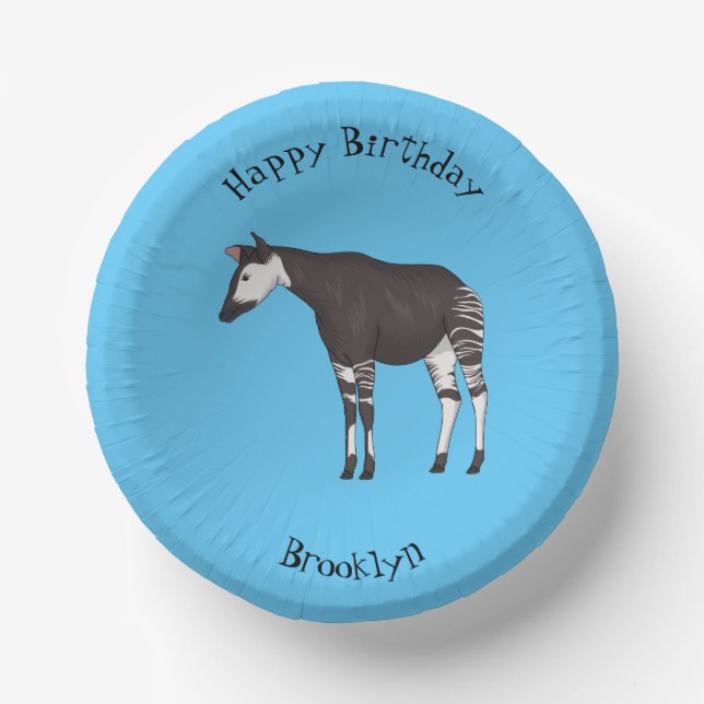Okapi cartoon Illustration Pappteller (Vorderseite)