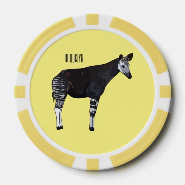 Okapi cartoon Illustration Pokerchips (Vorderseite)