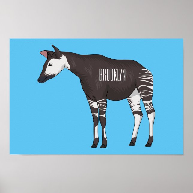 Okapi cartoon Illustration Poster (Vorne)