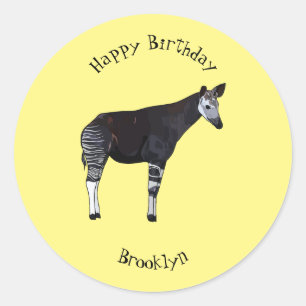 Okapi cartoon Illustration Runder Aufkleber