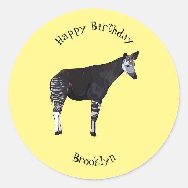 Okapi cartoon Illustration Runder Aufkleber (Vorderseite)