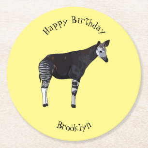 Okapi cartoon Illustration Runder Pappuntersetzer
