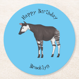 Okapi cartoon Illustration Runder Pappuntersetzer