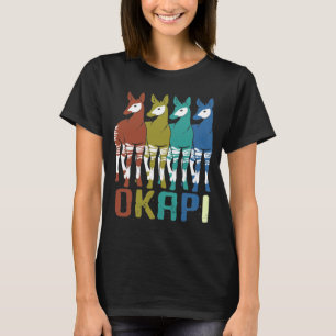 Okapi farbenfrohe Team Familienquadrat-Wald Giraff T-Shirt