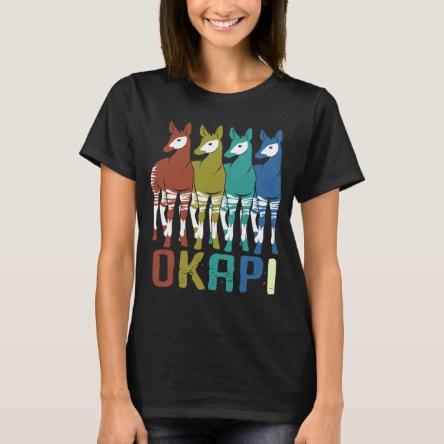 Okapi farbenfrohe Team Familienquadrat-Wald Giraff T-Shirt (Vorderseite)